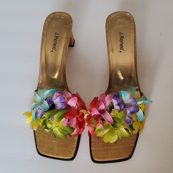 J.Renee Shoes - J. Renee Silk, Floral Adorned Slides